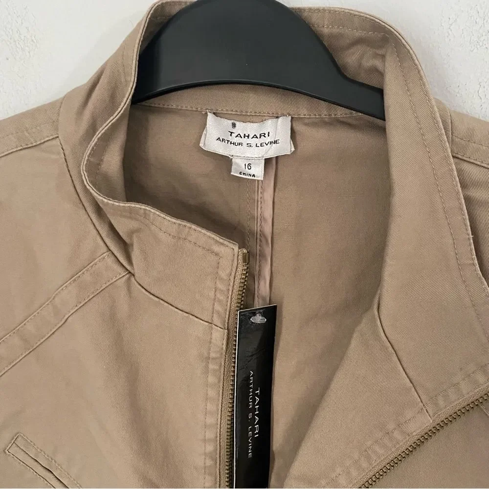 TAHARI BY ASL Womens Brown Solid 8968 Zip Vest Jacket 16 - Picture 3 of 3